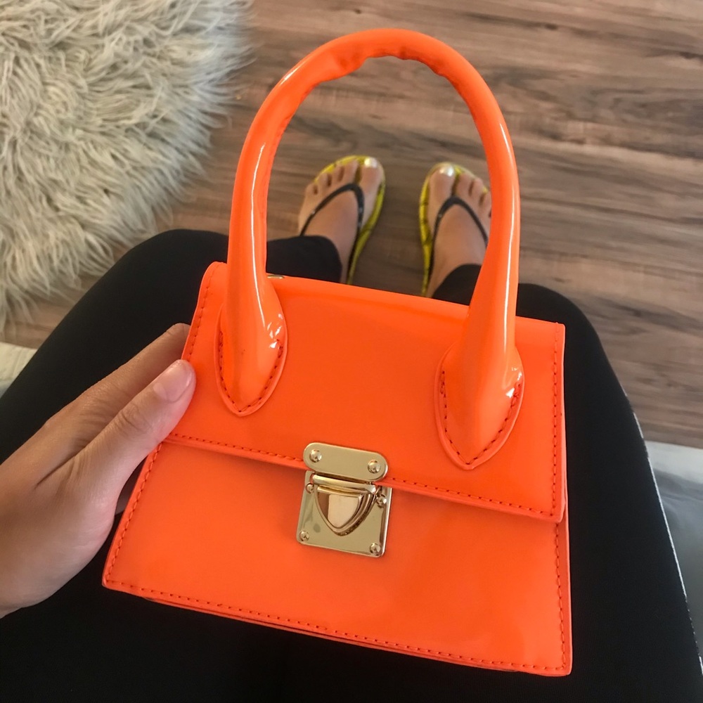 Neon orange plush mini bag